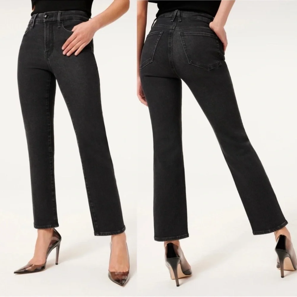 Good American Black Straight Good Legs Jeans Size 8 NWT 27.5”Inseam - Picture 2 of 11